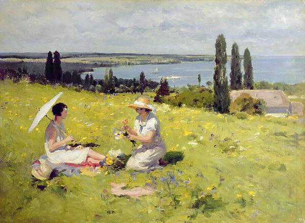 Picking Flowers (oil on canvas)