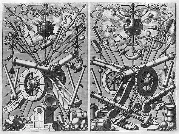 Pieces of ordnance (engraving) (b  /  w photo)