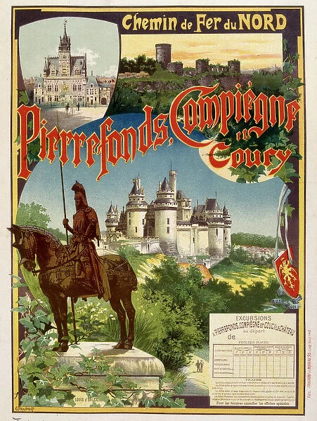Pierrefonds, Compiegne and Coury - Advertising poster of the Railways du Nord, by G