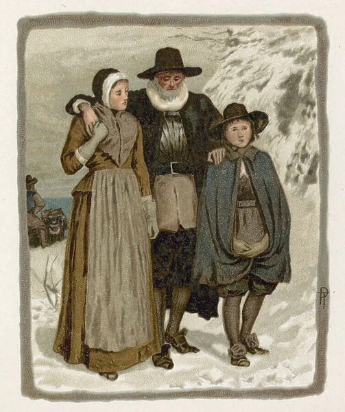 Pilgrim fathers in the snow
