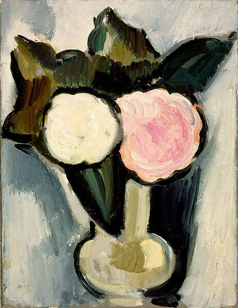 Pink and White Flowers in a Vase, c. 1929 (oil on canvas)