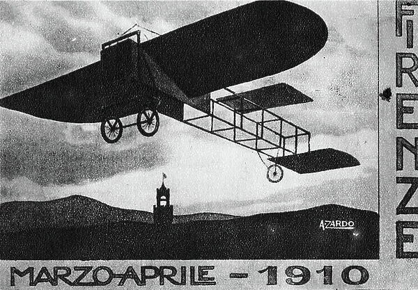 Pioneers of Italian aviation: Florence. Official Postcard. March-April 1910