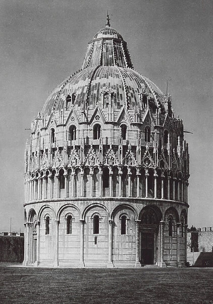 Pisa, Battistero; Pisa, The Baptistery (b  /  w photo)