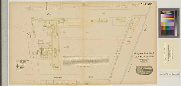 Plan of Congress Hall Hotel, Hexamer Survey, Cape Island, 1871 (litho)