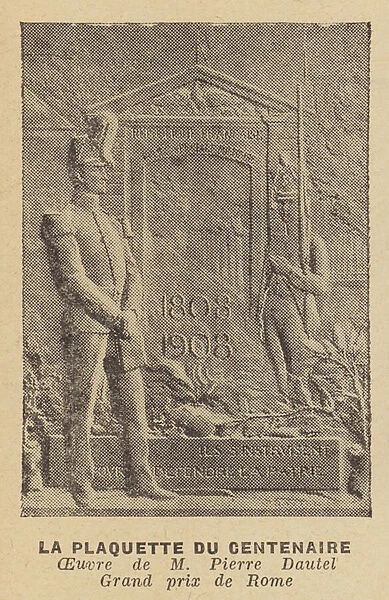 Plaque by Pierre Dautet commemorating the centenary of the establishment of theFrench military... (litho)