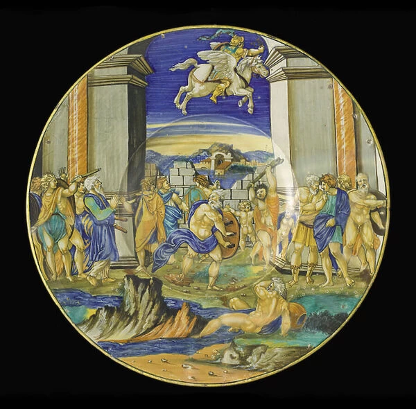 Plate with Scene from Ariostos Orlando Furioso, 1531 (maiolica)