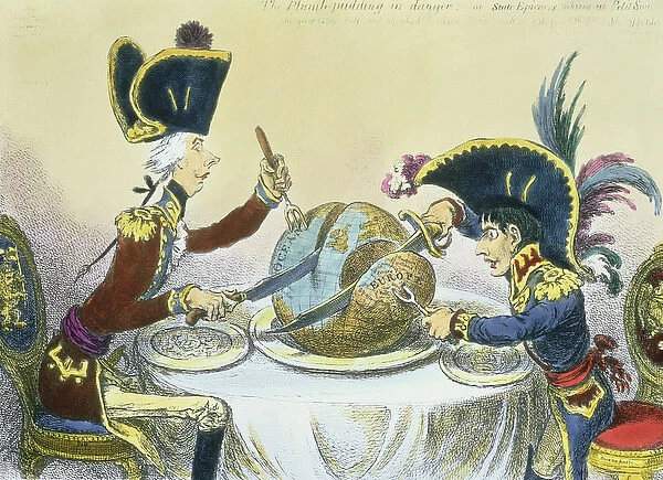 The Plum Pudding in Danger, 1805 (colour engraving)