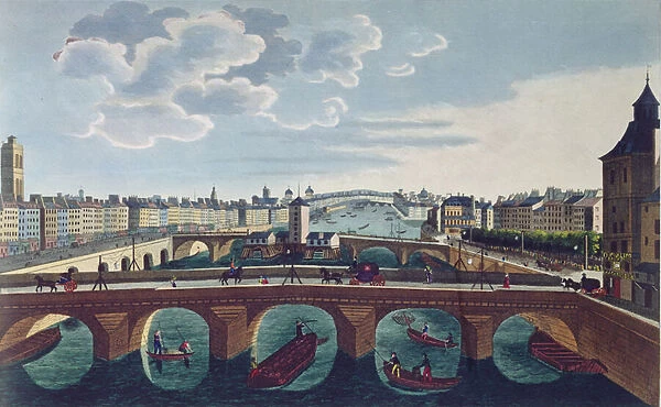 The Pont au Change and the Pont Notre Dame, c. 1815-20 (colour engraving)