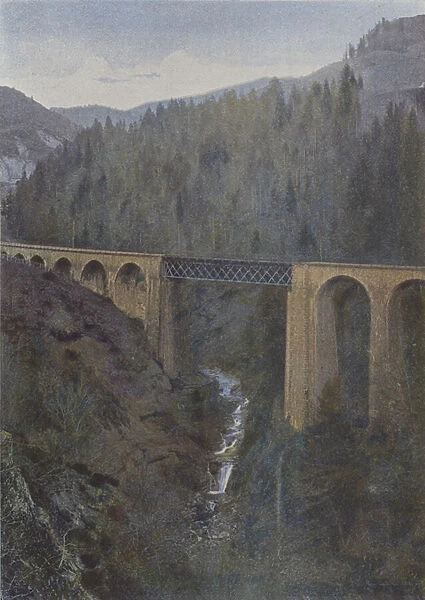 Pont du chemin de fer au Liorant (coloured photo)