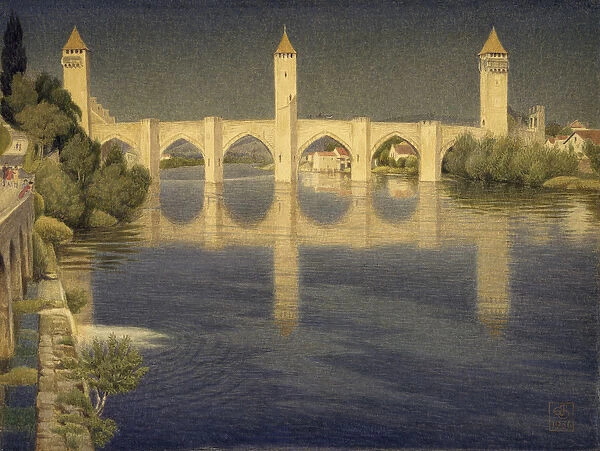 Pont Valentre, Cahors, South Side, 1936 (w  /  c on paper)