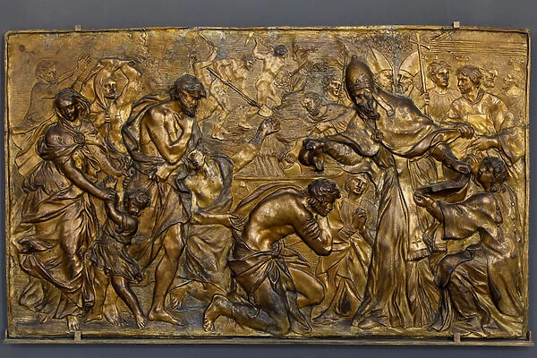 Pope Liberius baptising the Neophytes, 1648 (gilded bronze)