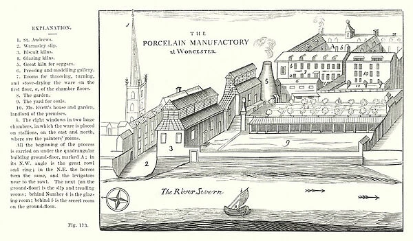 The Porcelain Manufactory at Worcester (colour litho)