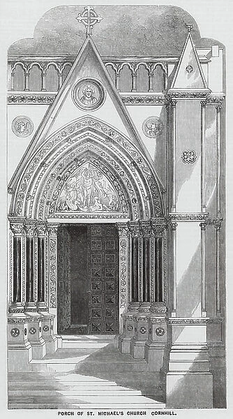 Porch of St Michael's Church, Cornhill, London (engraving)
