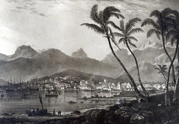 Port Louis from Views in the Mauritius by T. Bradshaw, engraved by William Rider