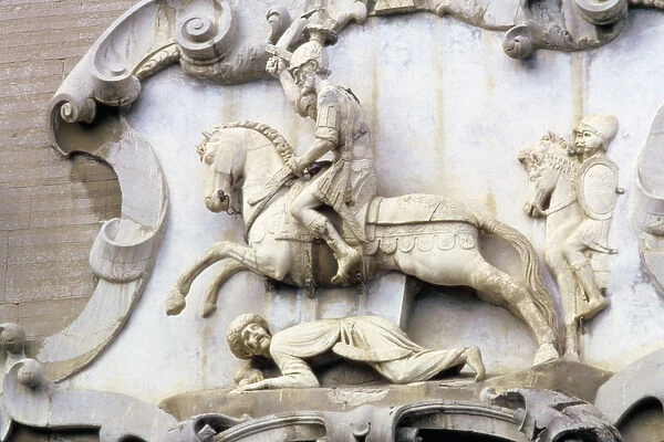 Detail from a Portal depicting Count Roger (1031-1101) Attacking a Muslim, 1534 (photo)