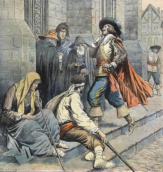 Porthos returning to the Church of Saint Leu is seen by D Artagnan