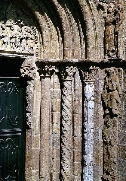 Detail of the Portico de las Platerias with images of the Epiphany and the Passion (photo