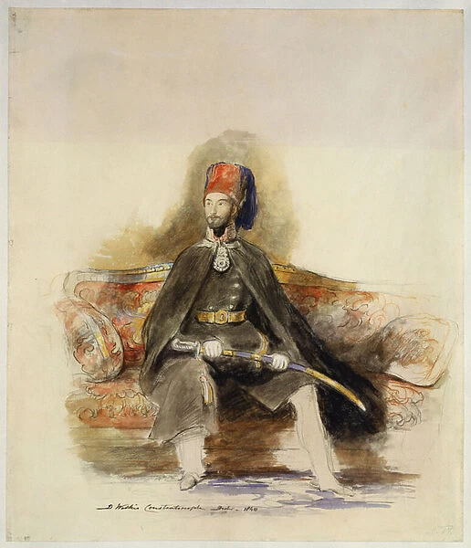 Portrait of Abd-Ul-Mejid, Sultan of Turkey, 1840 (pencil, chalk & w  /  c)