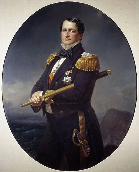Portrait of an Admiral A naval admiral, holding a long view