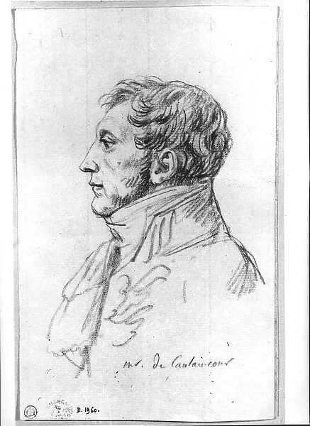 Portrait of Armand Augustin Louis. Marquis de Caulaincourt (1772-1827) (pencil on paper)