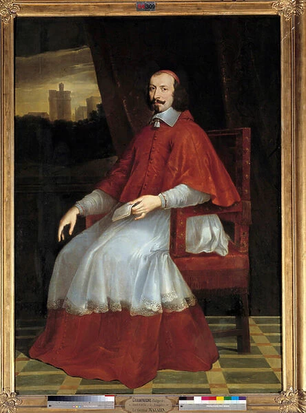 Portrait in foot of Cardinal Jules Mazarin (Giulio Raimondo Mazzarino or Mazarino