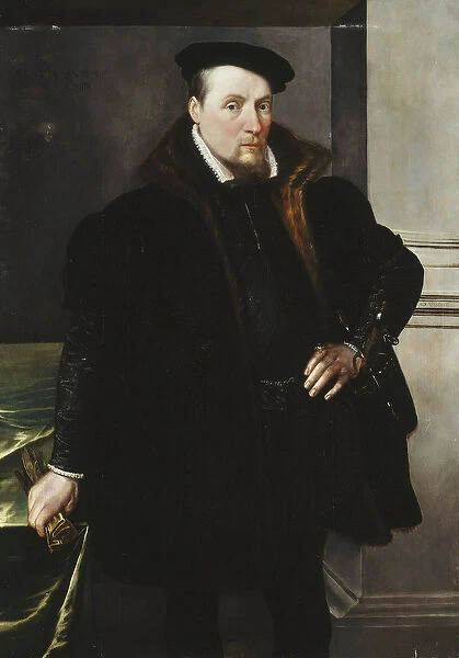 Portrait of a Gentleman, three-quarter length, in a Black Coat with Fur Lining