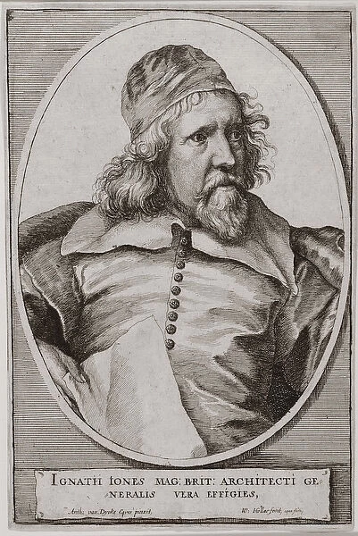 Portrait of Inigo Jones (1573-1652) engraved by Wenceslaus Hollar (1607-77) 1655