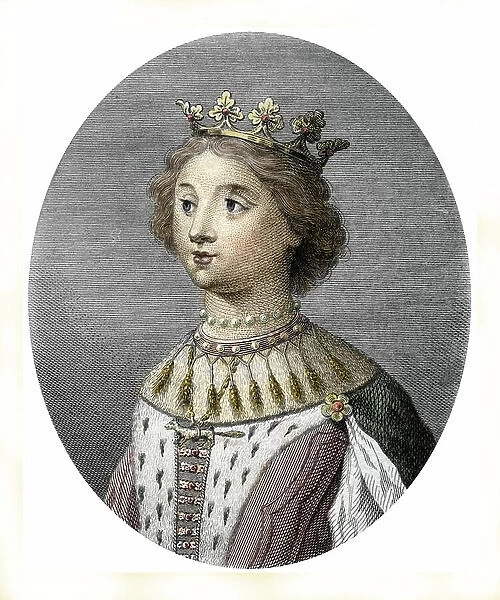 Portrait of Isabella of Scotland (Isabeau stuart) (ca. 1425-1494) (Portrait of Isabella of Scotland, Duchess of Brittany (Isabella Stewart) Engraving 19th century Private collection