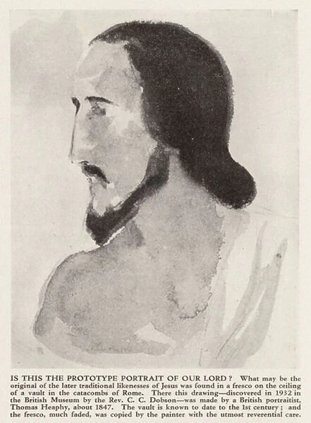 Portrait of Jesus Christ from the Catacombs of Rome (litho)