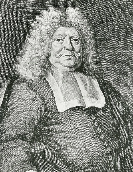 Portrait of Johan Stoberlein, German poet. 17th century (engraving)