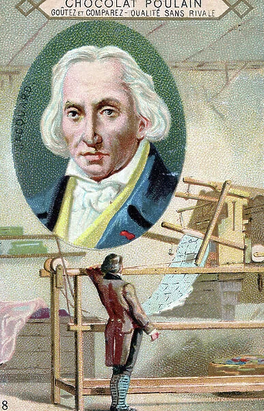 Portrait of Joseph Marie Jacquard (1752-1834), French mechanic, inventor of the Jacquard loom in 1801. Late 19th century (chromolithograph)