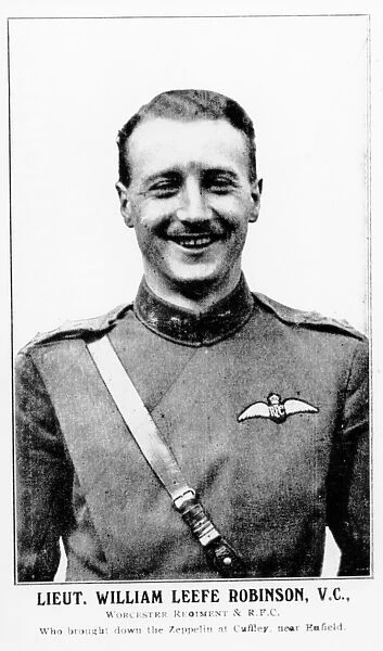 Portrait of Lieutenant William Leefe Robinson (b  /  w photo)