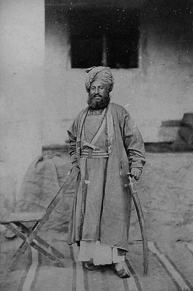 Portrait of a man taken during the Second Anglo-Afghan War, 1878-80 (b  /  w photo)