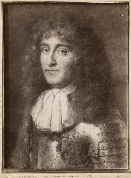 Portrait of a man wearing armour (pastel on grey beige paper)