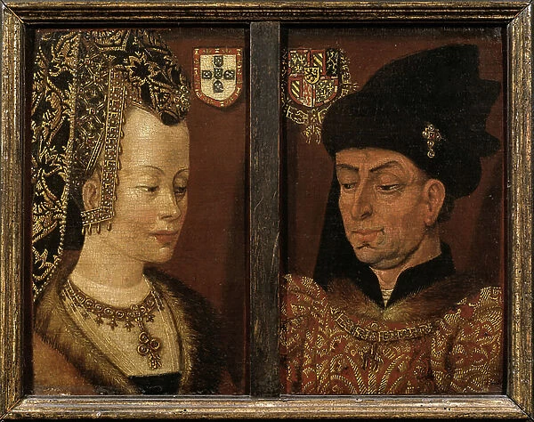 Portrait of Philip The Good, Duke of Burgundy, and his third wife Isabel of Portugal, 1430 (oil on board)