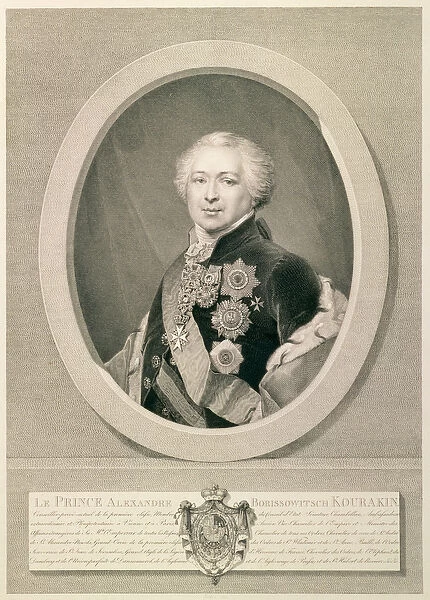 Portrait of Prince Kurakin, engraved by Nikolai Ivanovich Utkin (1780-1863)