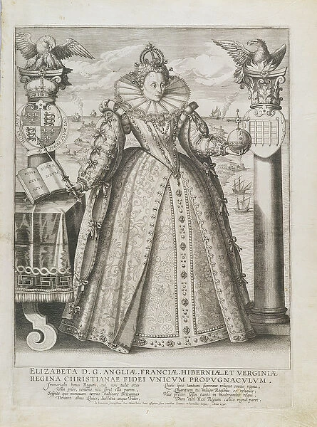 Portrait of Queen Elizabeth (1533-1603) 1596 (engraving)