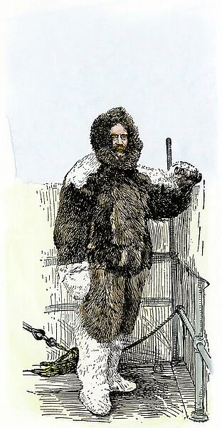 Portrait of Robert Edwin Peary (1856 - 1920) American Arctic explorer. Engraving of the 19th century