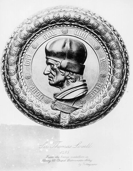 Portrait of Sir Thomas Lovell (d. 1524) in 1485, from the bronze medallion in Henry VII