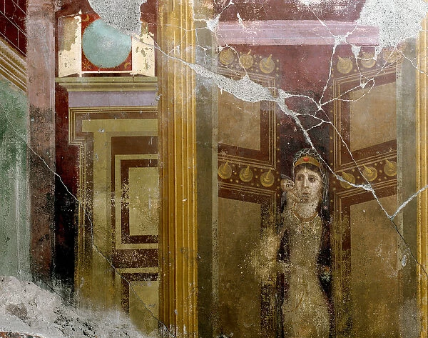 Portrait of a woman in the entrance of a door, detail. 1st century (fresco)