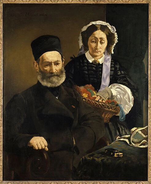 Portraits of Monsieur and Madame Auguste Manet, parents of the artist Painting by Edouard
