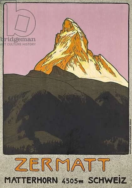 Poster advertising Zermatt, Switzerland, 1908 (colour lithograph)