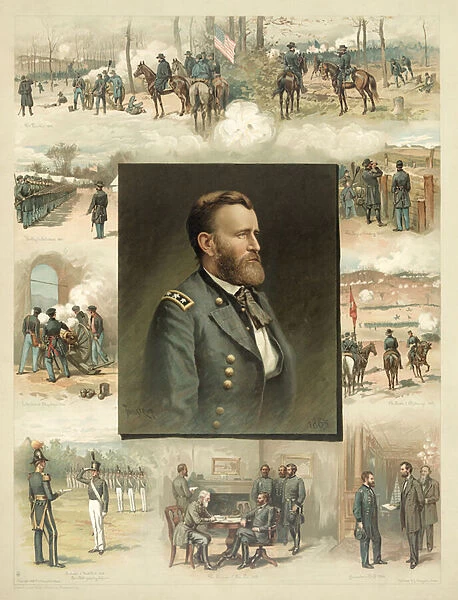 Poster 'Grant from West Point to Appomattox', pub. 1885 (colour litho)