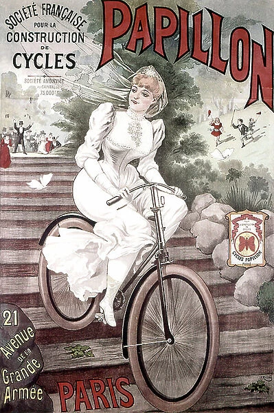 poster for Papillon Bicycle advert print early 20th century
