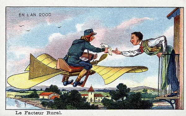 The postman in 2000 s, 1910 (chromolithograph)
