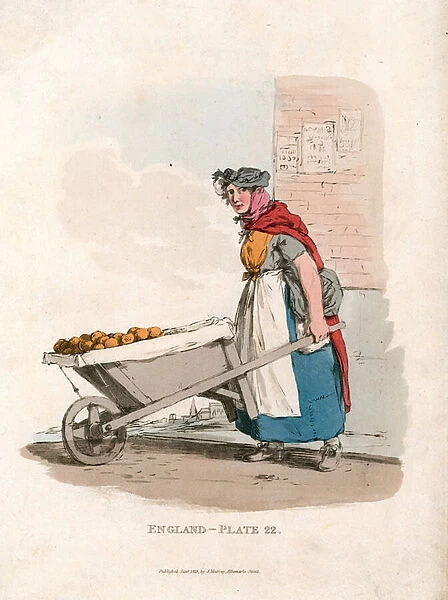 Potato seller (coloured engraving)