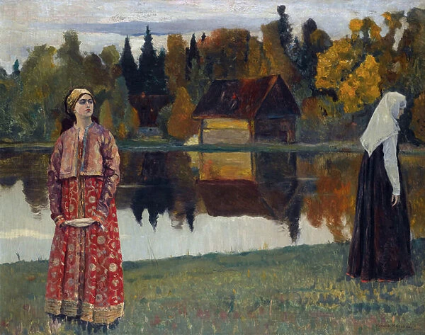 'Pres du lac'(By the Lake) Peinture de Mikhail Nesterov (1862-1942