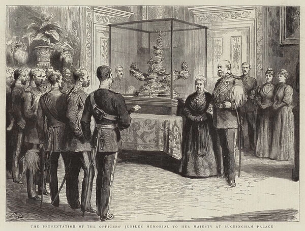 The Presentation of the Officers Jubilee Memorial to Her Majesty at Buckingham Palace (engraving)