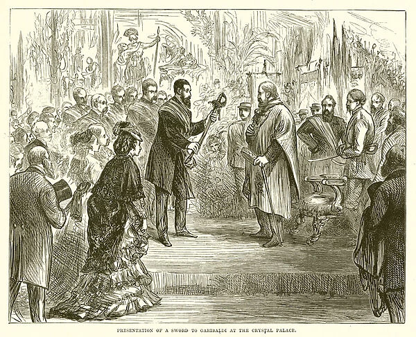 Presentation of a Sword to Garibaldi at the Crystal Palace (engraving)