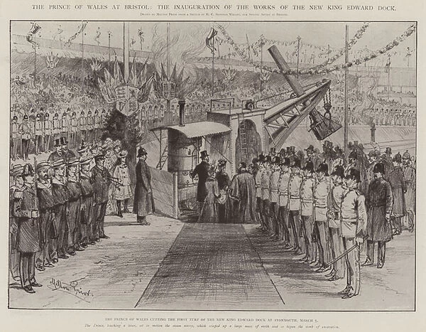 The Prince of Wales at Bristol, the Inauguration of the Works of the New King Edward Dock (litho)